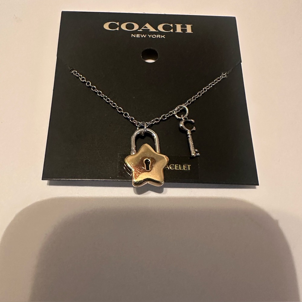 Coach Silver with Star Lock and Key Charms slider bracelet - Picture 2 of 4